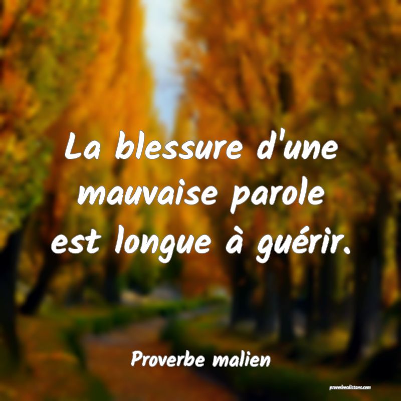 La blessure d'une mauvaise parole est longue à guérir.