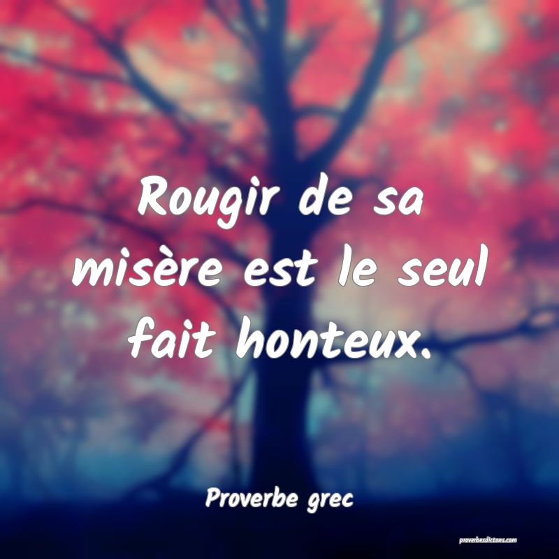 Rougir de sa misère est le seul fait honteux.