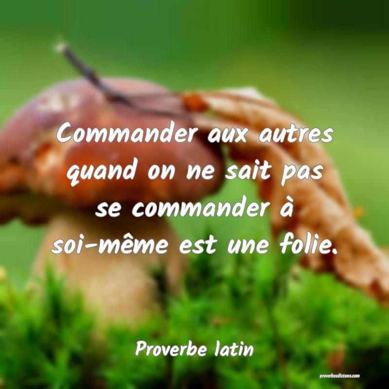 Commander aux autres quand on ne sait pas se commander à soi-même est une folie.