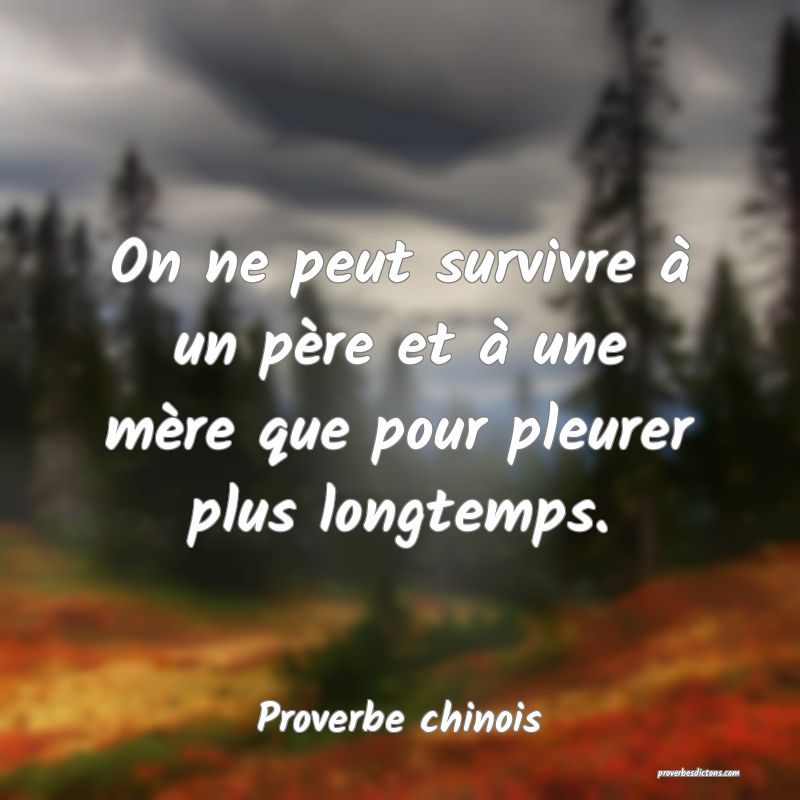 On ne peut survivre à un père et à une mère que pour pleurer plus longtemps.