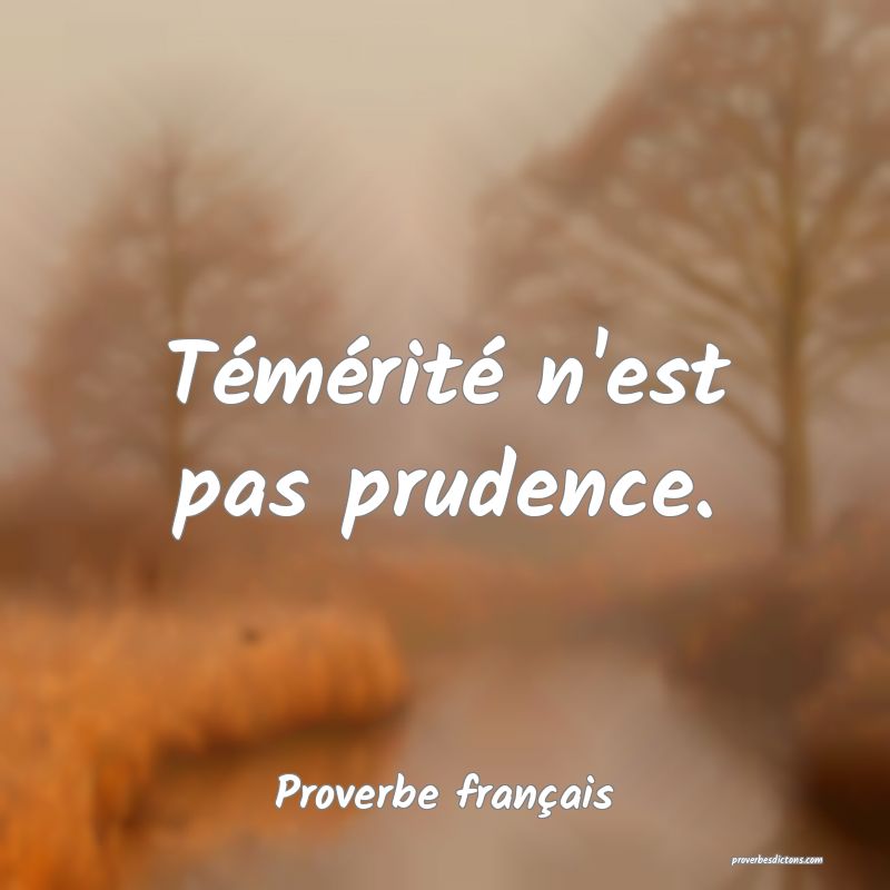 Témérité n'est pas prudence.