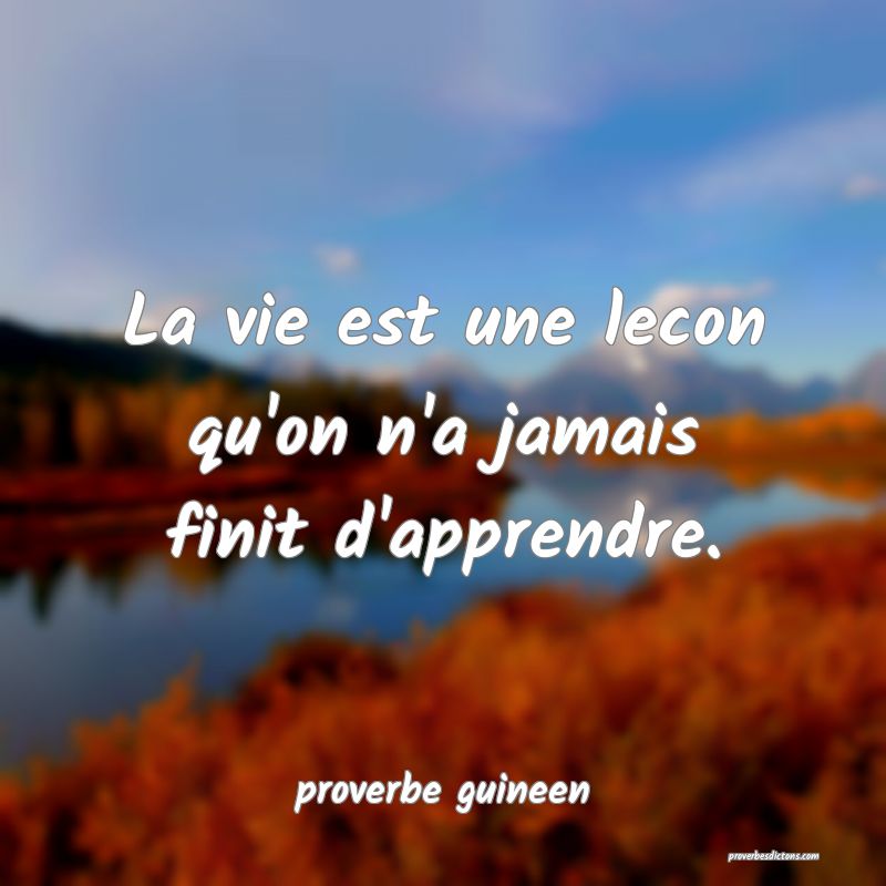  La vie est une lecon qu'on n'a jamais finit d'apprendre.
