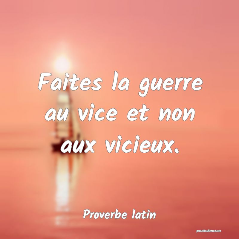 Faites la guerre au vice et non aux vicieux.