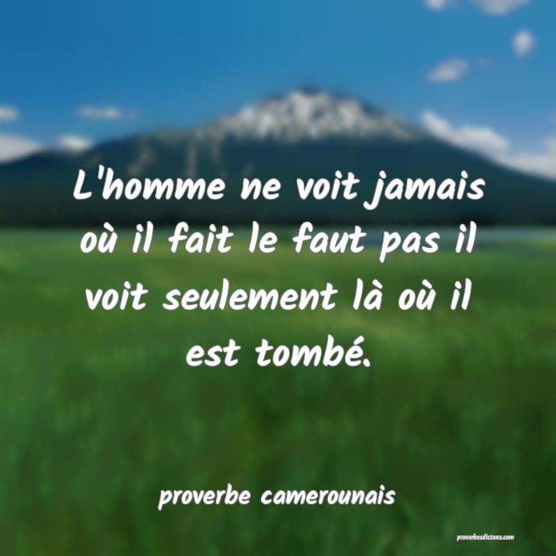  L'homme ne voit jamais où il fait le faut pas il voit seulement là où il est tombé.