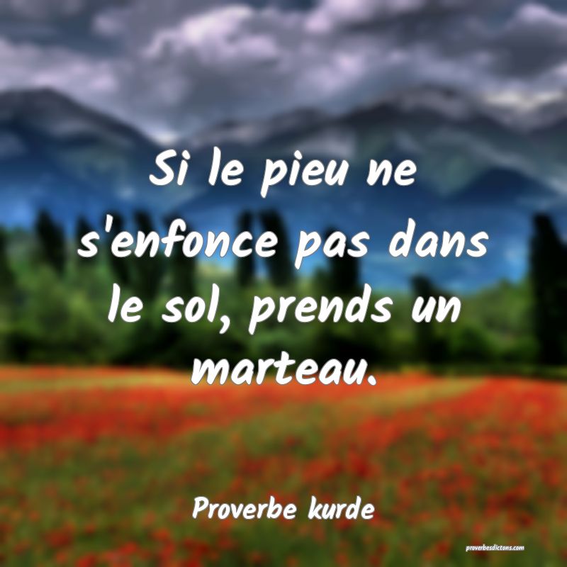 Si le pieu ne s'enfonce pas dans le sol, prends un marteau.