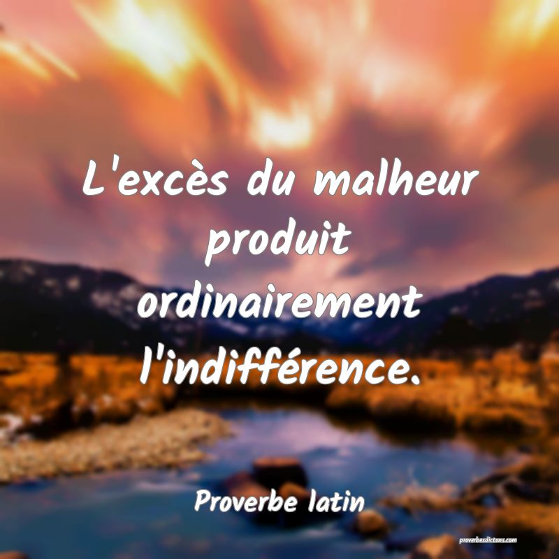 L'excès du malheur produit ordinairement l'indifférence.