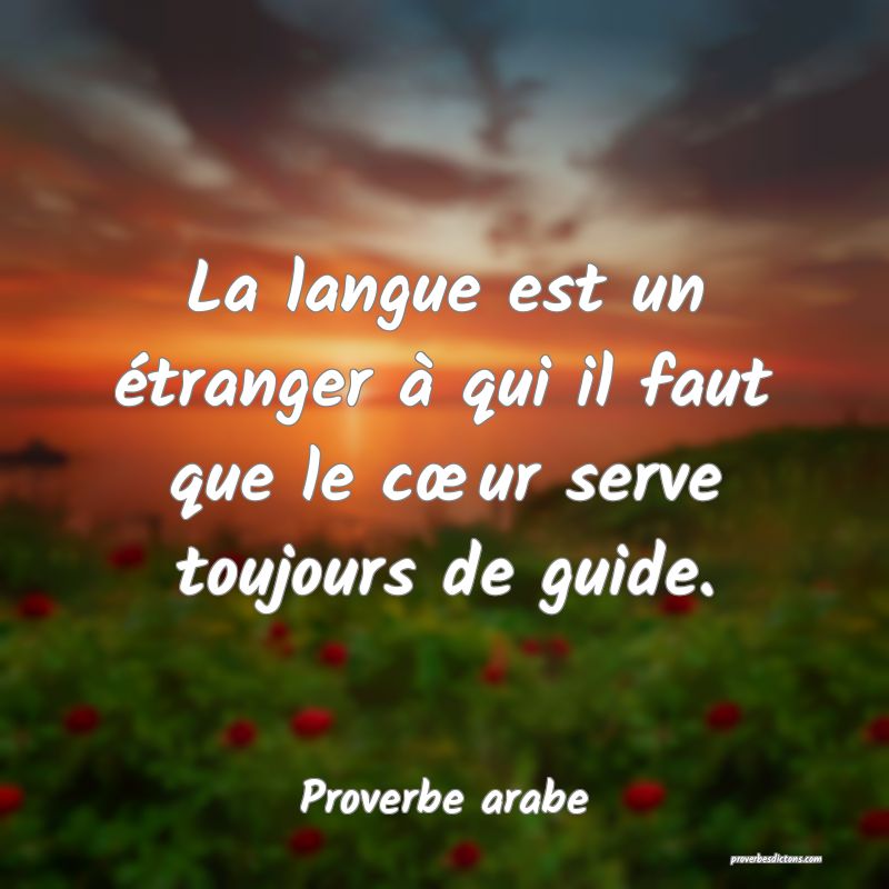 La langue est un étranger à qui il faut que le cœur serve toujours de guide.