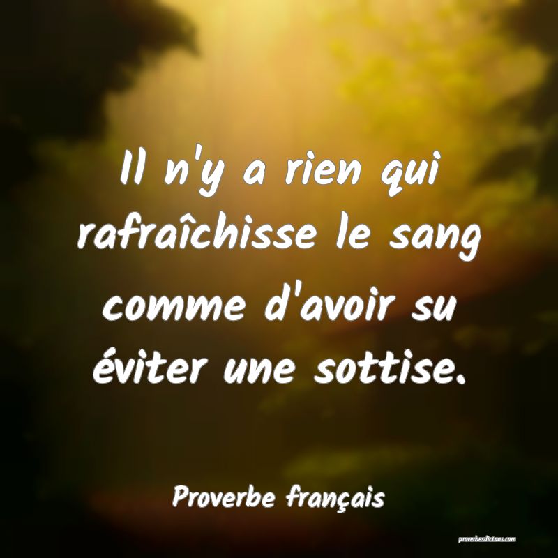 Il n'y a rien qui rafraîchisse le sang comme d'avoir su éviter une sottise.