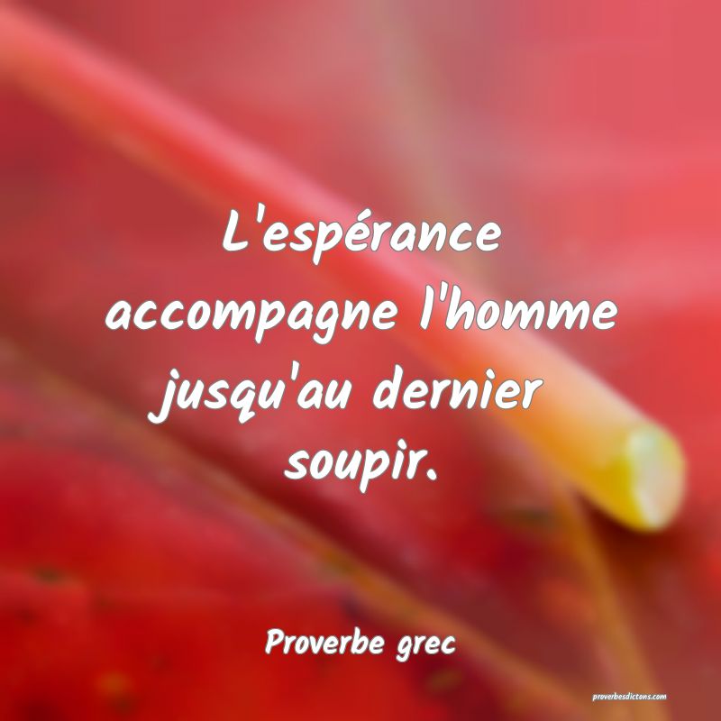 L'espérance accompagne l'homme jusqu'au dernier soupir.
