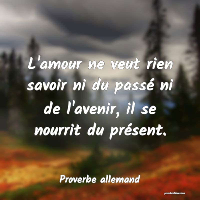 L'amour ne veut rien savoir ni du passé ni de l'avenir, il se nourrit du présent.
