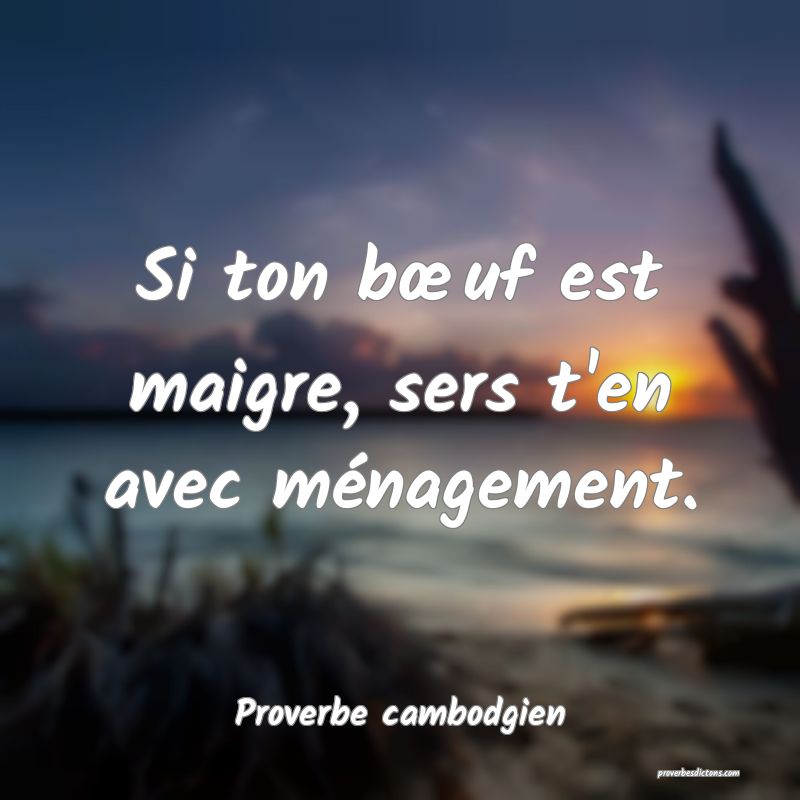 Si ton bœuf est maigre, sers t'en avec ménagement.