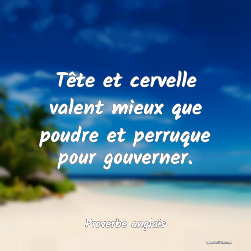 Tête et cervelle valent mieux que poudre et perruque pour gouverner.