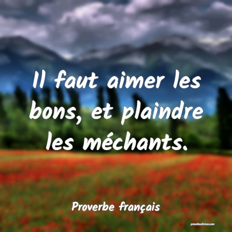 Il faut aimer les bons, et plaindre les méchants.