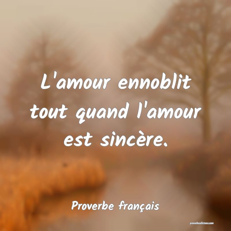 L'amour ennoblit tout quand l'amour est sincère.