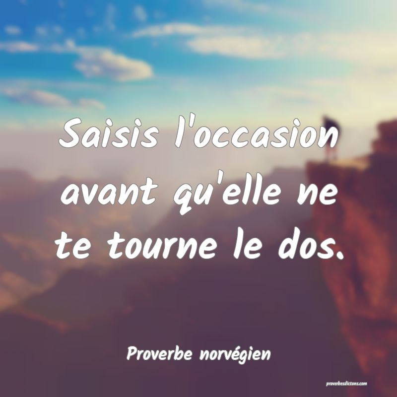 Saisis l'occasion avant qu'elle ne te tourne le dos.