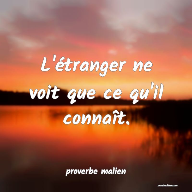 L'étranger ne voit que ce qu'il connaît.