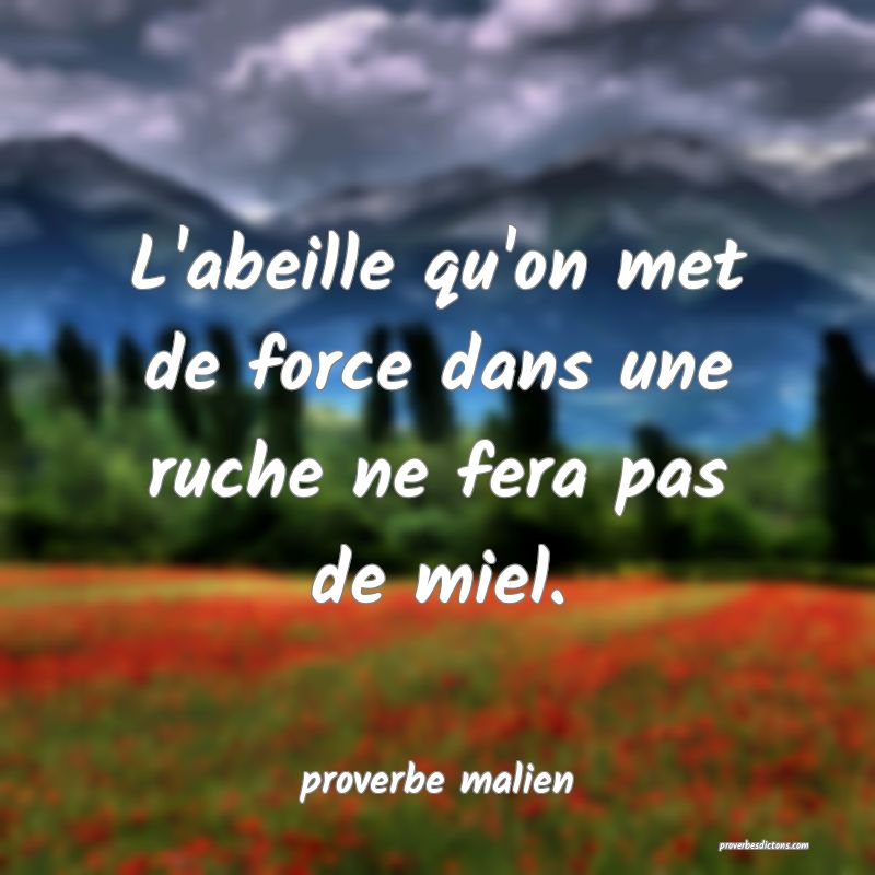  L'abeille qu'on met de force dans une ruche ne fera pas de miel.