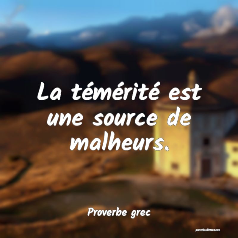 La témérité est une source de malheurs.