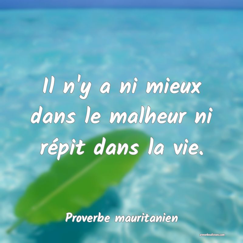 Il n'y a ni mieux dans le malheur ni répit dans la vie.