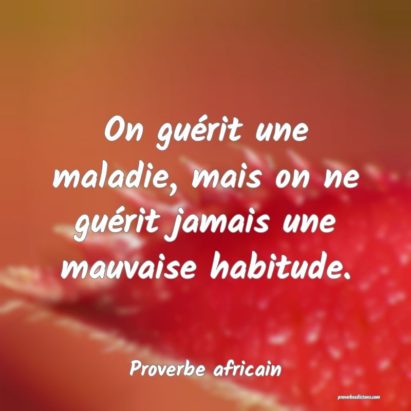 On guérit une maladie, mais on ne guérit jamais une mauvaise habitude.