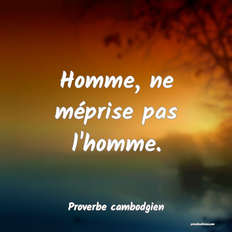 Homme, ne méprise pas l'homme.