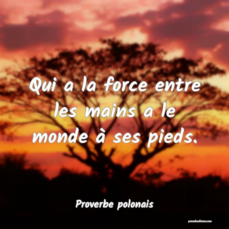 Qui a la force entre les mains a le monde à ses pieds.