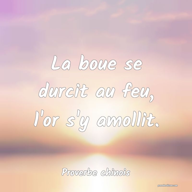 La boue se durcit au feu, l'or s'y amollit.
