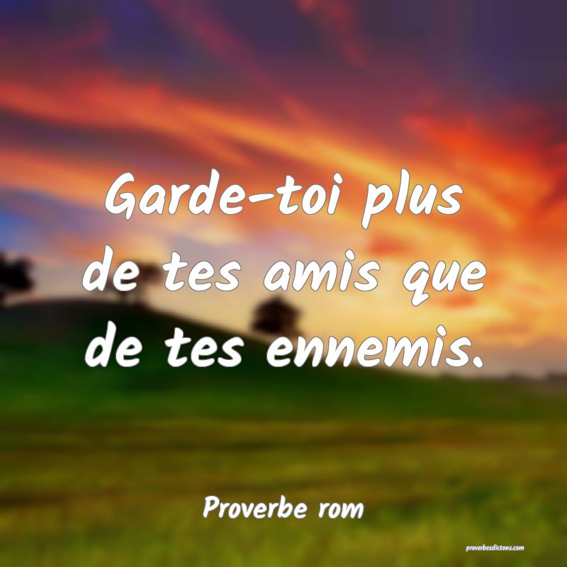 Garde-toi plus de tes amis que de tes ennemis.