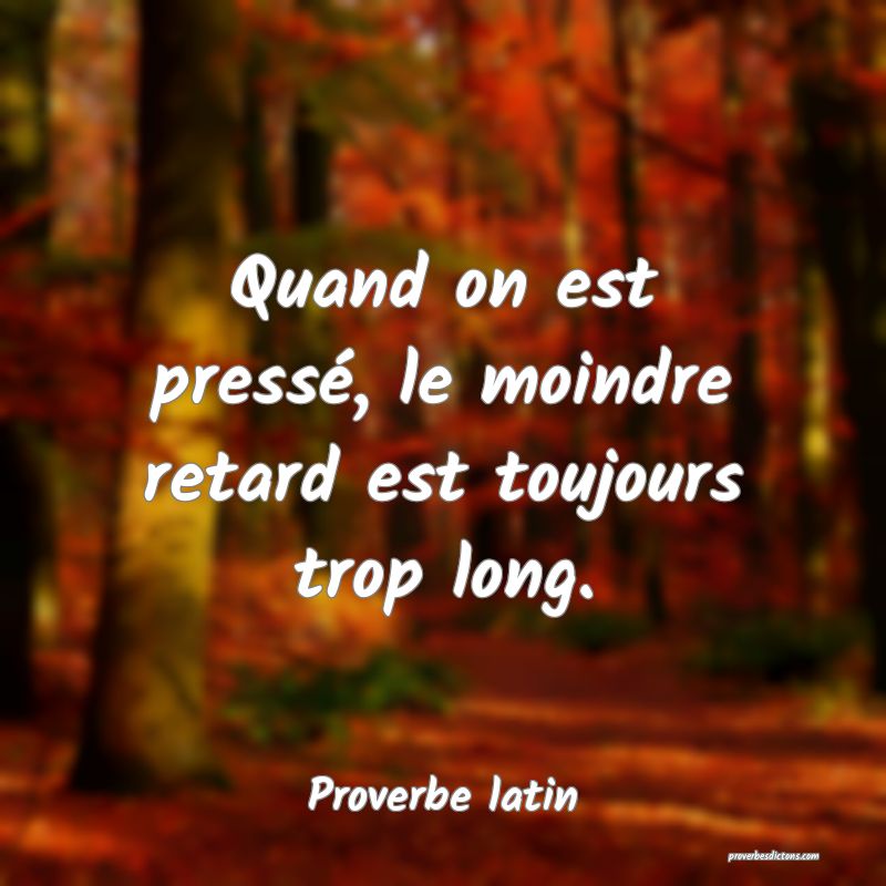 Quand on est pressé, le moindre retard est toujours trop long.