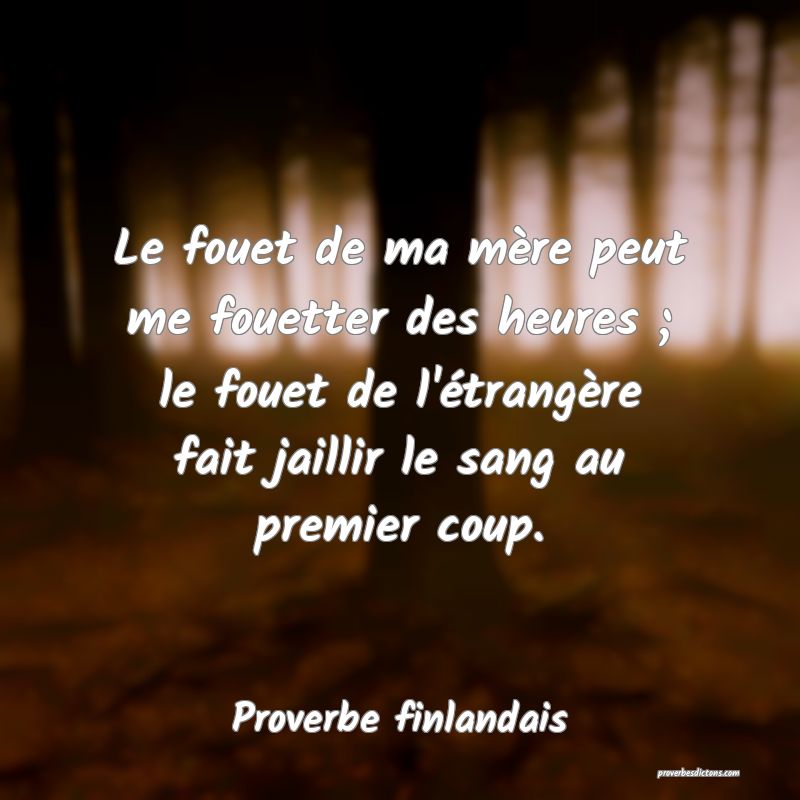 Le fouet de ma mère peut me fouetter des heures ; le fouet de l'étrangère fait jaillir le sang au premier coup.