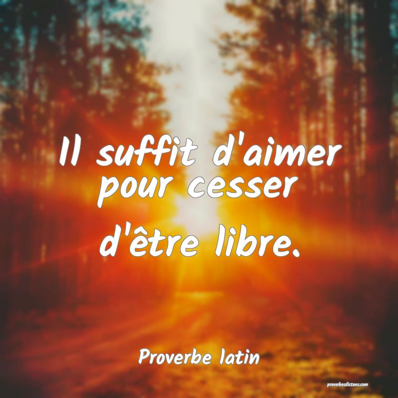 Il suffit d'aimer pour cesser d'être libre.