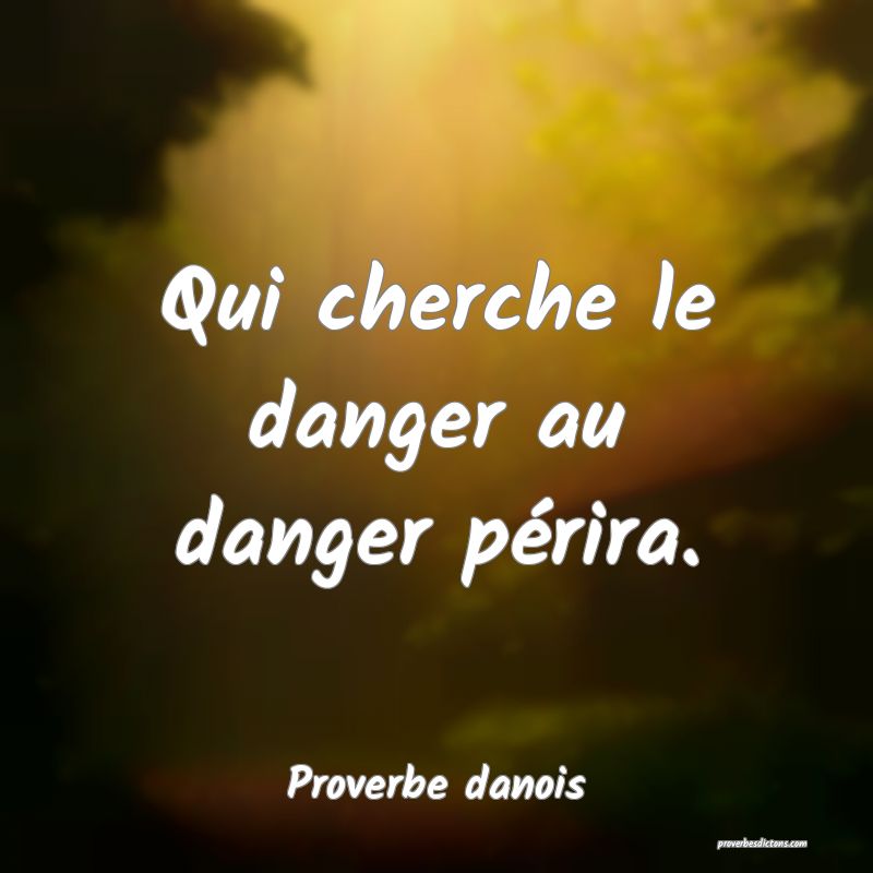 Qui cherche le danger au danger périra.