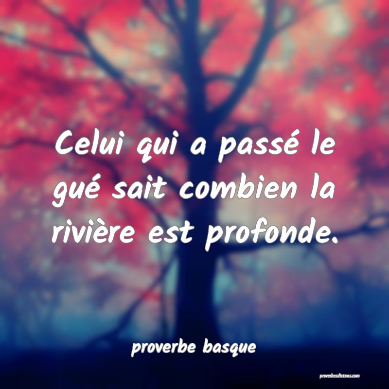  Celui qui a passé le gué sait combien la rivière est profonde.