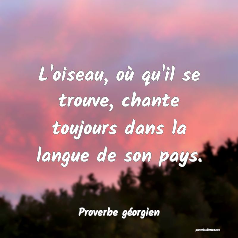 L'oiseau, où qu'il se trouve, chante toujours dans la langue de son pays.