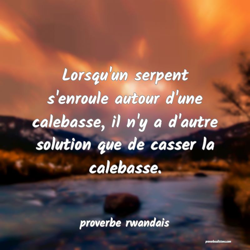  Lorsqu'un serpent s'enroule autour d'une calebasse, il n'y a d'autre solution que de casser la calebasse.