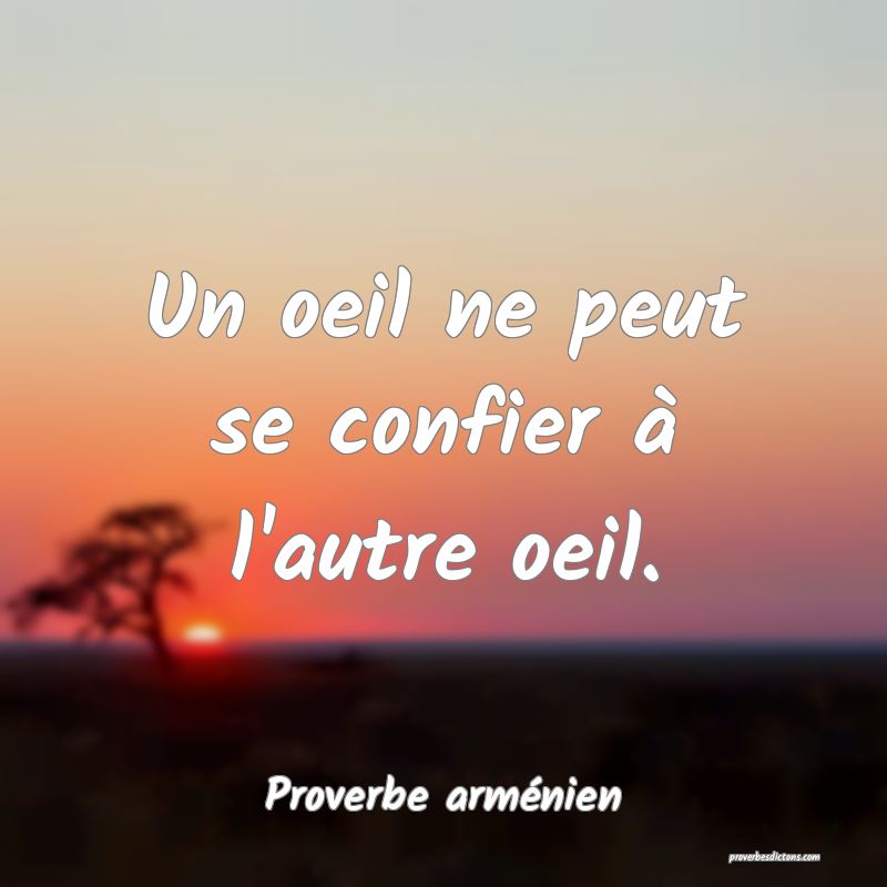 Un oeil ne peut se confier à l'autre oeil.
