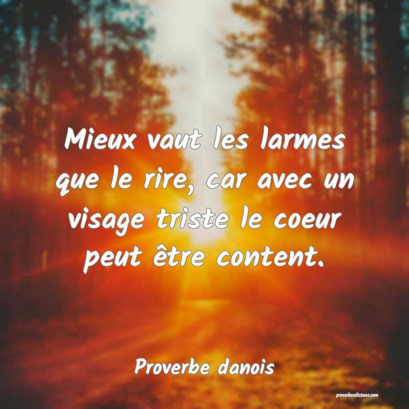 Mieux vaut les larmes que le rire, car avec un visage triste le coeur peut être content.