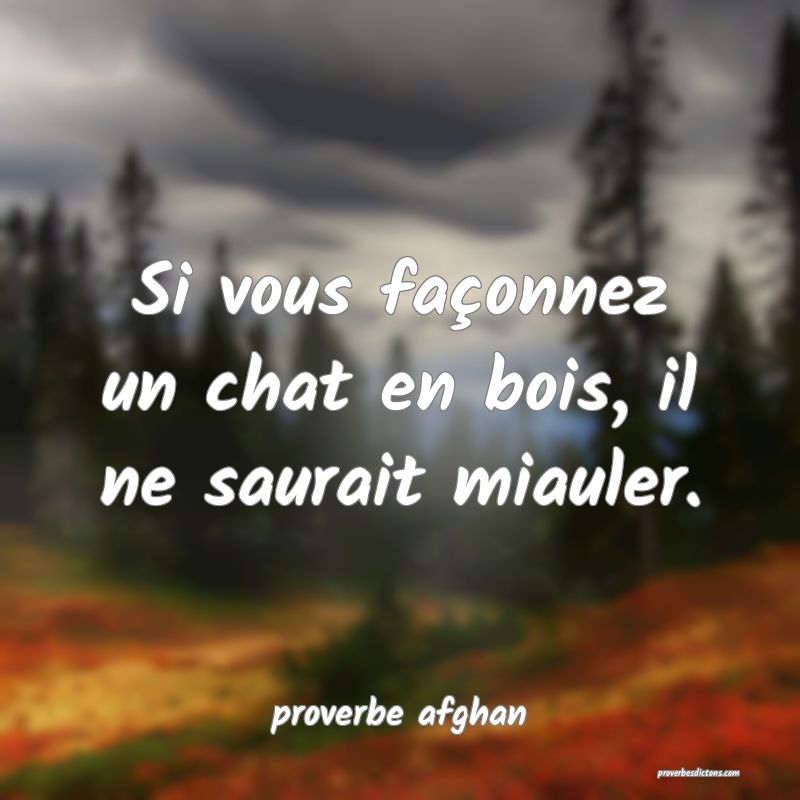 Si vous façonnez un chat en bois, il ne saurait miauler.