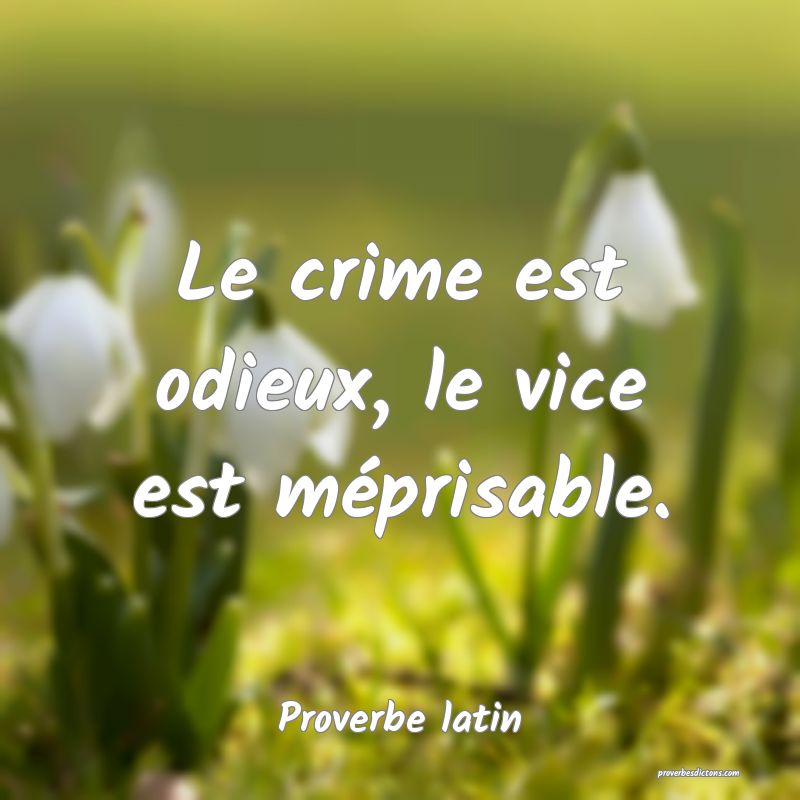 Le crime est odieux, le vice est méprisable.