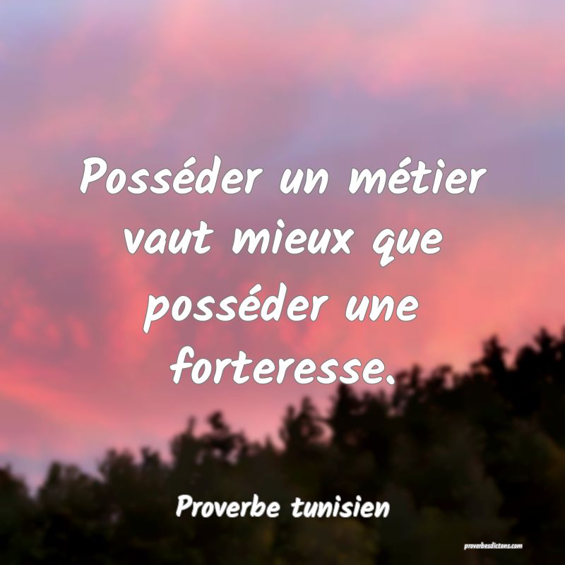 Posséder un métier vaut mieux que posséder une forteresse.