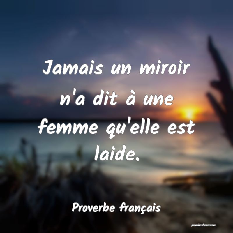 Jamais un miroir n'a dit à une femme qu'elle est laide.