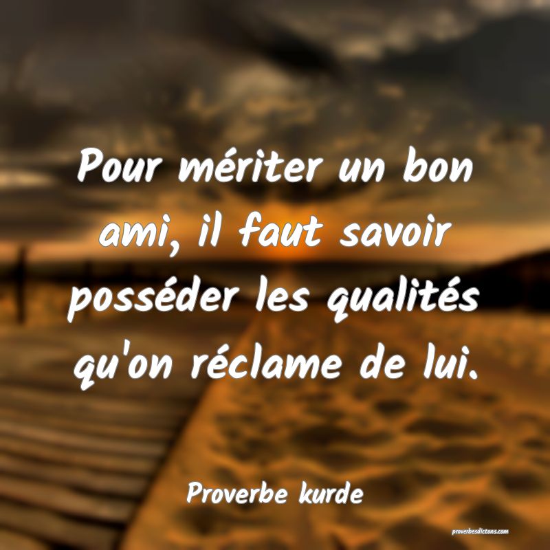 Pour mériter un bon ami, il faut savoir posséder les qualités qu'on réclame de lui.