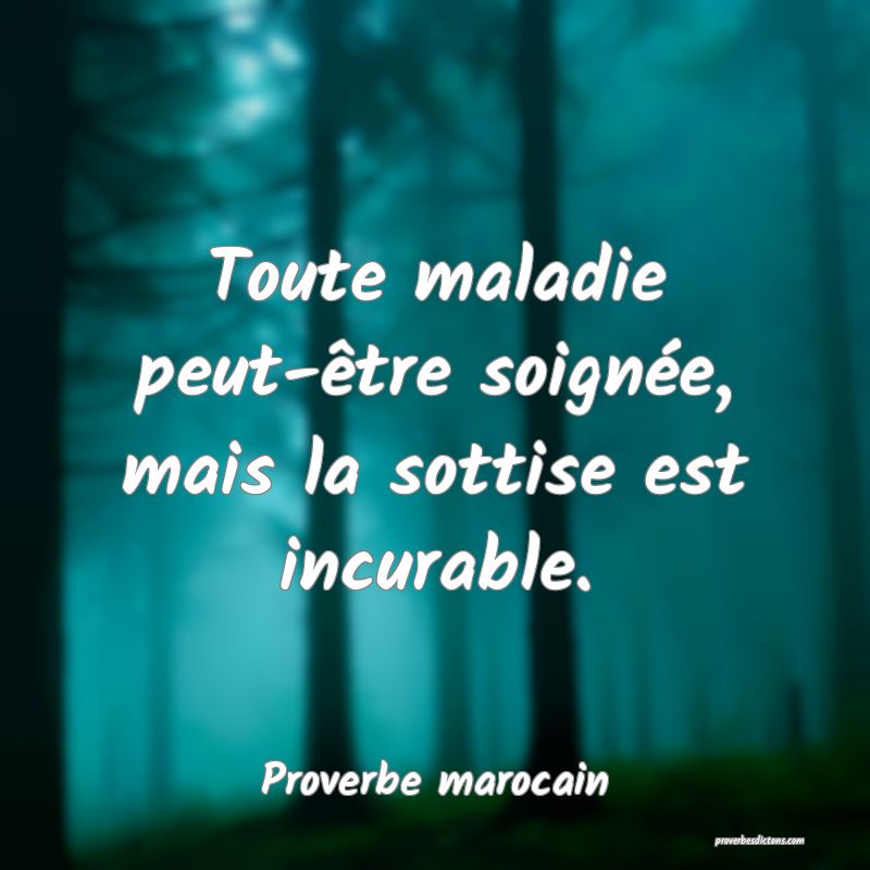 Toute maladie peut-être soignée, mais la sottise est incurable.