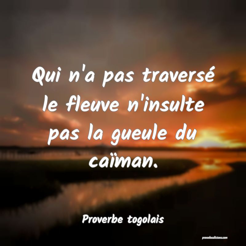 Qui n'a pas traversé le fleuve n'insulte pas la gueule du caïman.