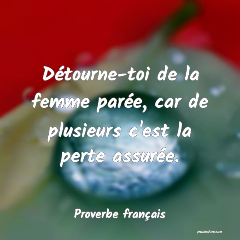 Détourne-toi de la femme parée, car de plusieurs c'est la perte assurée.