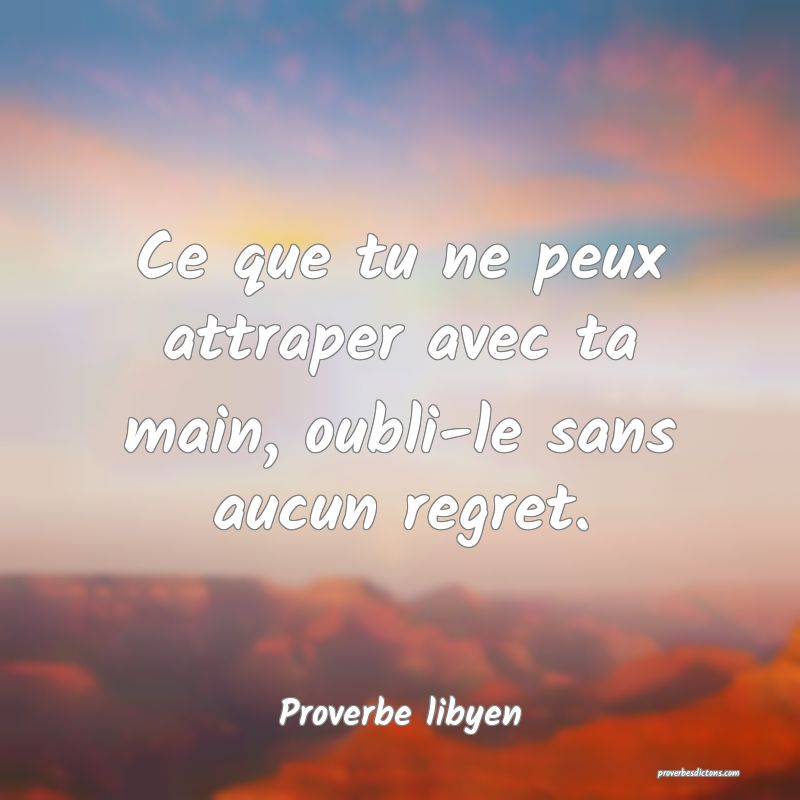 Ce que tu ne peux attraper avec ta main, oubli-le sans aucun regret.