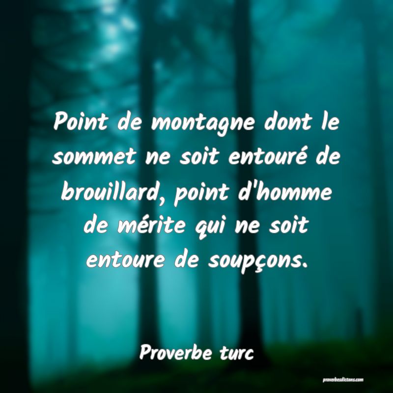 Point de montagne dont le sommet ne soit entouré de brouillard, point d'homme de mérite qui ne soit entoure de soupçons.