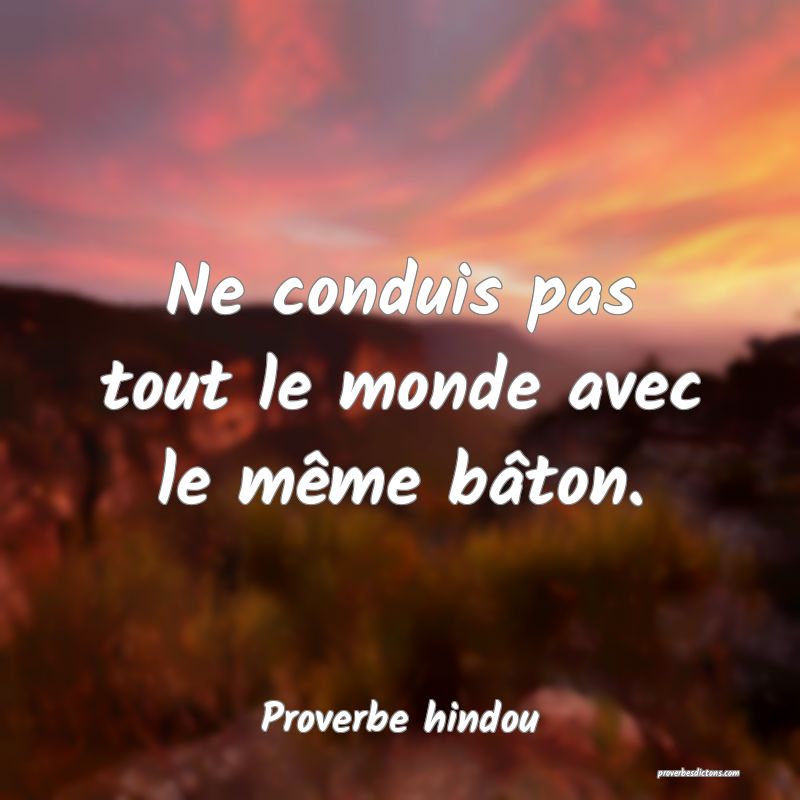 Ne conduis pas tout le monde avec le même bâton.