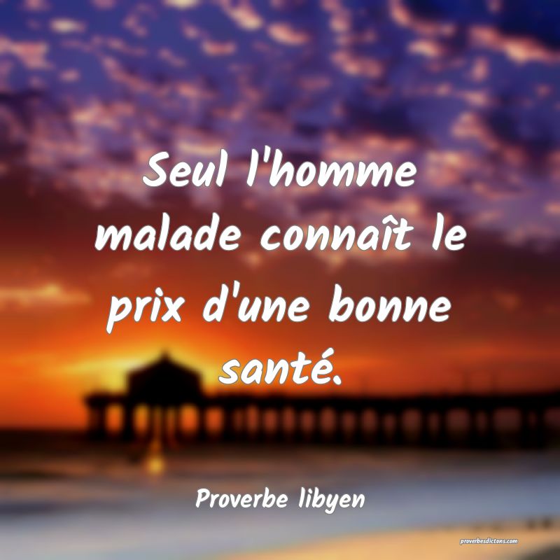 Seul l'homme malade connaît le prix d'une bonne santé.