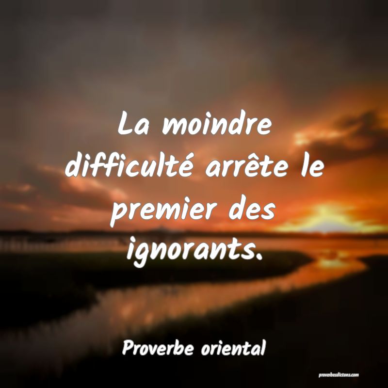 La moindre difficulté arrête le premier des ignorants.